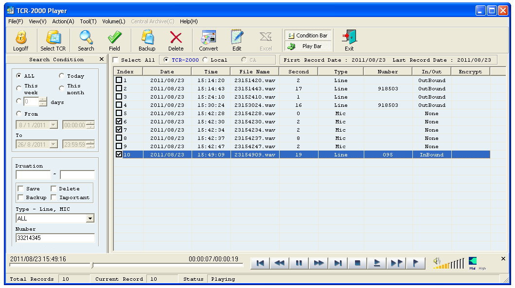 TCR-2000 player software
